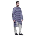 thumbnail image 2 of Atasi Designer Printed Summer Wear Long Kurta With White Pajama Set For Men, 2 of 3