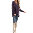 thumbnail image 3 of Women Long SLeeve V Neck Irregular Hem Tunic Top, 3 of 5
