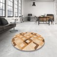 thumbnail image 4 of Ahgly Tapis Rond Lavable en Machine Intérieur Transitionnel Orange, 3 Pieds Rond, 4 of 7