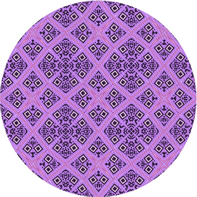 Ahgly Tapis Rond Lavable en Machine Intérieur Transitionnel Violet Violet, 7 Pieds Rond