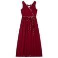thumbnail image 3 of YUUMIN Robe de Fête Élégante en Chiffon Perlé pour Filles Sans Manches Froncée Col en V Robe de Demoiselle d'Honneur Bourgogne 8, 3 of 7