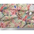 thumbnail image 2 of Soimoi Orange Rayon Fabric Insect,Peach & Pink Floral Print Fabric by The Yard 42 Inch Wide, 2 of 3