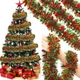 thumbnail image 1 of christmas decorations outdoor Christmas Garland Xmas Rattan Metallic s Garland Glitter Christmas Tree Hanging Wreath Decor For Staircase Railing Banister Indoor Outdoor Ornament, 1 of 6