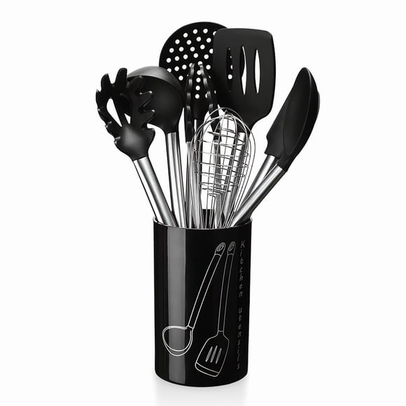 Amdohai Kitchen Utensils Set 8Pcs Silicone Non-stick Barreled Cooking Utensils Stainless