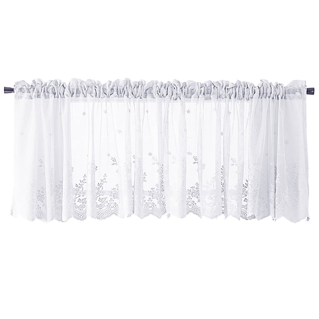 Lace Cafe Kitchen Ruffle Window Drape Valance Semi Cafe kitchen window Transparent Voile Curtains Window Treatment