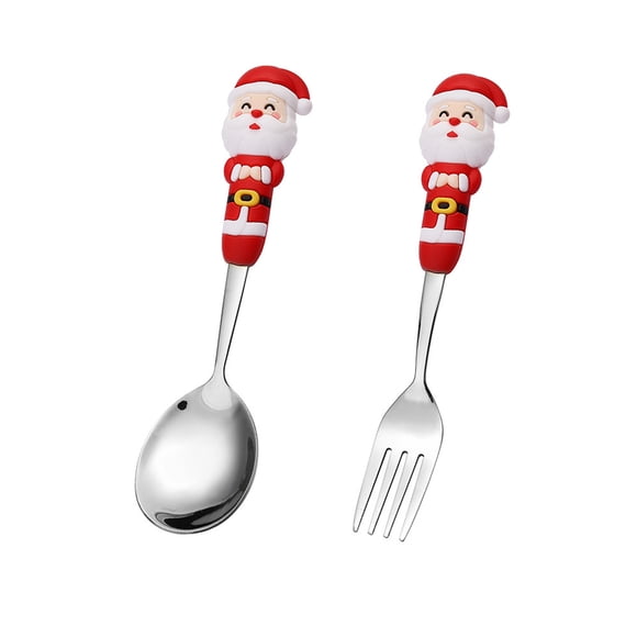 XZNGL Christmas Dessert Forks Stainless Steel, Spoon And Fork Set With Santa Claus And Christmas Tree Design Gift Box For Holiday Dining