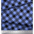thumbnail image 3 of Soimoi Blue Moss Georgette Fabric Diagonal Check Printed Craft Fabric by the Yard 42 Inch Wide, 3 of 5