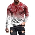 thumbnail image 2 of TIMIFIS Men's Print Graphic Optical T-Shirt Print Long Sleeve Daily Tops Basic Elegant Round Neck-RedFall s, 2 of 5