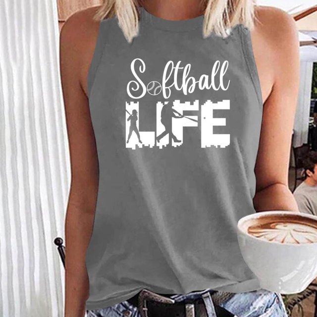 SDNall Womens Fashion Printed Round-Neck Loose Sleeveless T-shirt Pullover Tops