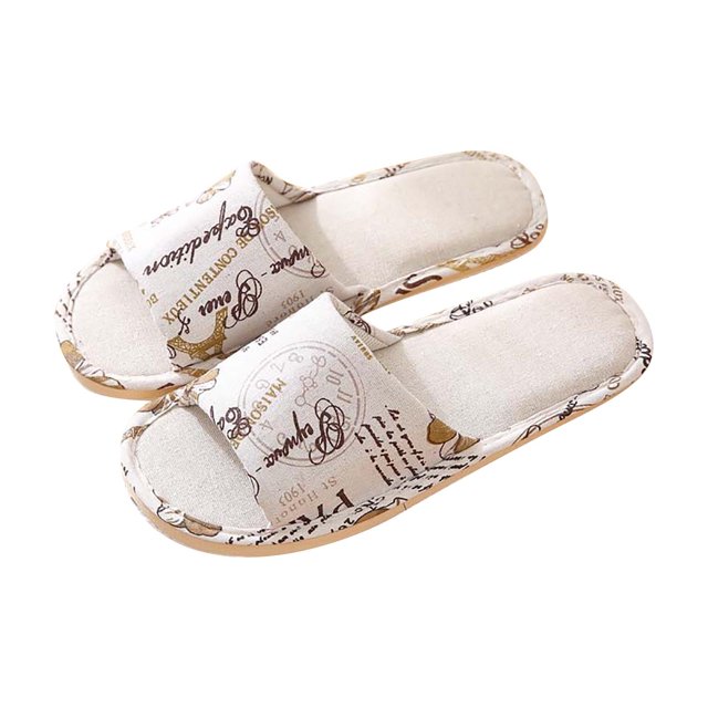 RKSTN Pantoufles pour Femmes Mode Couple Décontractées en Lin Bout Rond Imprimé Confortables Tongs Décontractées Chaussures d'Intérieur,Pantoufles pour Femmes Intérieur Extérieur