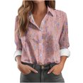 thumbnail image 2 of Wensltd Chemises Boutonnées pour Femmes Chic à Imprimé Floral Blouse à Manches Longues, 2 of 6