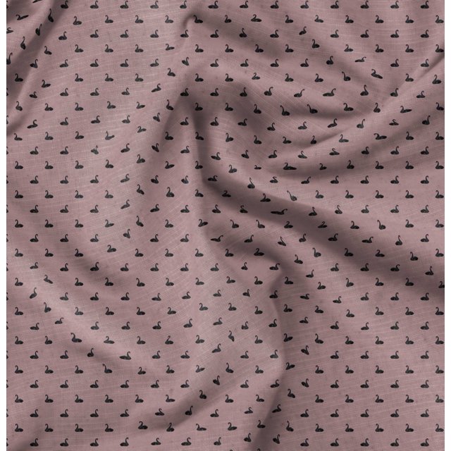 Soimoi Rayon Crepe Fabric Swan Bird Print Fabric by The Yard 46 Inch Wide