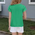 thumbnail image 4 of Yanlir 2025 Chemises d'Été pour Enfants Manches Raglan T-Shirt Graphique à Manches Courtes Haut à Col Rond T-Shirt pour Filles Tee Ample Décontracté Hauts (Vert#1, 5 Ans), 4 of 7