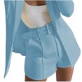 thumbnail image 2 of LOVZFMLL Women's Solid Suit Pant With Pockets Waisted Shorts With Belt Light Blue S, 2 of 6