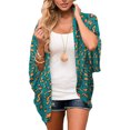 thumbnail image 1 of Cardigan à Manches 3/4 pour Femmes, Cardigan Kimono Imprimé à Manches, Chemise Décontractée Ample et Couvrante, Hauts, Cardigans pour Femmes en Liquidation, 1 of 9