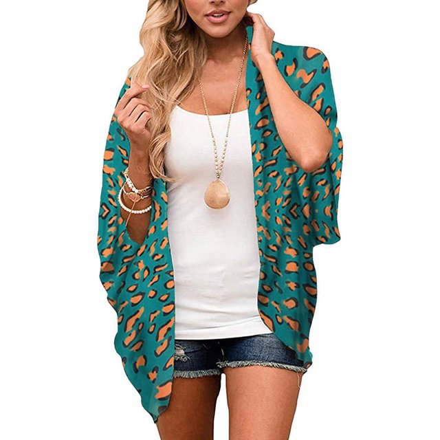 Cardigan à Manches 3/4 pour Femmes, Cardigan Kimono Imprimé à Manches, Chemise Décontractée Ample et Couvrante, Hauts, Cardigans pour Femmes en Liquidation