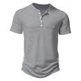 thumbnail image 1 of Lefu Men T Shirt Short Sleeve Top Solid Color Tee Casual Button Shirt Summer Pullover, 1 of 9