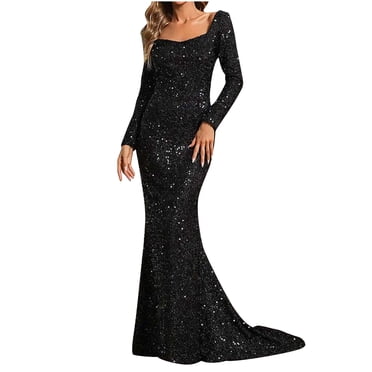LSLJS Robe Nuisette à Paillettes pour Femmes, Mode, Scintillante, Brillante, Fête, Boîte de Nuit, Jupe Longue, Portefeuille, Soirée, Robe Formelle