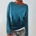 thumbnail image 2 of MesaSe Chandail à Imprimé Fair Isle pour Femmes, Style Vintage Aztèque, Imprimé Paysage de Montagne, Col Rond, Tricoté, 2 of 3