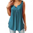 thumbnail image 1 of Womens Summer Sleeveless V Neck Solid Color Casual Swing Shirts Flowy Tank Tops Blouses with Buttons, 1 of 5