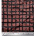 thumbnail image 1 of Soimoi Brown Cotton Duck Fabric Check Check Print Fabric by the Yard 56 Inch Wide, 1 of 4