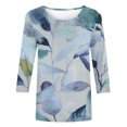 thumbnail image 5 of Blouses pour Femmes T-shirt Ample Imprimé de Mode pour Femmes Blouse à Manches 3/4 Col Rond Hauts Décontractés Hauts de Sortie pour Femmes Été en Liquidation, 5 of 5
