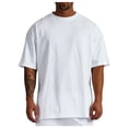 thumbnail image 1 of Men's Summer Pure Cotton Oversized Shirt - Solid Color, Short - Sleeved, Round - Shoulder, for Many Occasions, 1 of 6