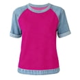 thumbnail image 3 of LVHAOGJOB Womens Short Sleeve Tops Plus Size Pullover Shirts Tunic Cotton Pink Daily Button Down Solid Color Blouse for Ladies V Neck, 3 of 4