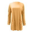 thumbnail image 3 of KIHOUT Spring Winter Womens Tops New Round Neck Long Sleeve Loose Pocket Solid Color Casual Top, 3 of 4