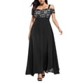 thumbnail image 1 of 2025 Femmes Grande Taille Robe Longue Froide pour Fête Femmes Épaule Dentelle Florale Maxi Demoiselle d'Honneur Robe Queue Fête Soirée Longue, 1 of 8