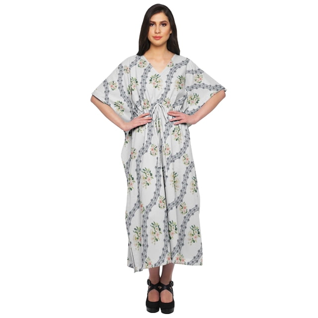 Moomaya Sortie de Plage Kaftan pour Bikini, Robe Caftan Longue Maxi pour Femmes - L-XL