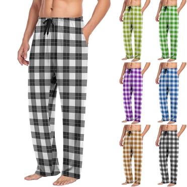 Meichang Pantalon de Pyjama à Carreaux pour Homme PJ Bottoms Pantalon de Détente Léger pour le Sommeil Taille Élastique à Cordon de Serrage Tenue de Nuit Confortable Pantalon de Pyjama avec Poches