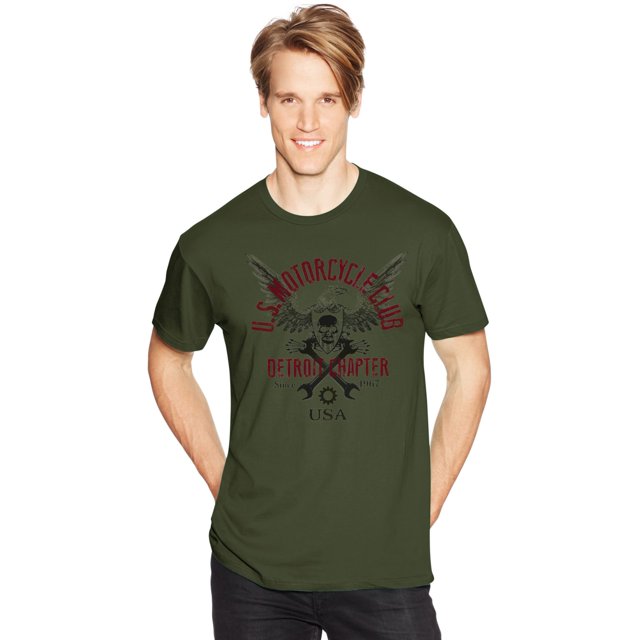 Hanes T-Shirt Graphique pour Hommes, P, Club de Moto