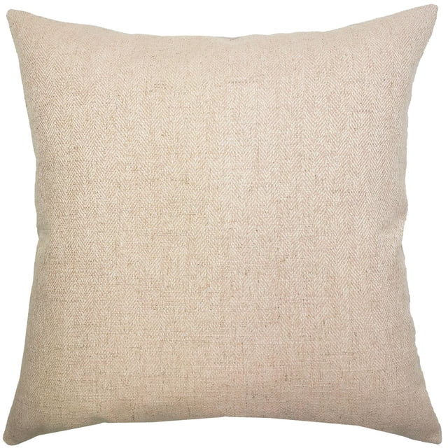 Homeport Guilford Blush Decorative Pillow, a square throw pillow in soft blush with a subtle herringbone weave texture. Polyester filled with a removable cover and invisible zipper, ideal for enhancing couch, sofa, or bedding décor. Also suitable as a comfortable lumbar support pillow.