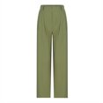 thumbnail image 3 of AherBiu Pantalon Droit Taille Haute pour Femmes, Coton Lin, Large, 3 of 5