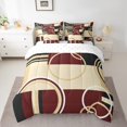 thumbnail image 2 of YST Ensemble de Literie Géométrique Moderne 7 Pcs Rouge Brun Noir Rayures Ensemble de Couette Taille Simple Cercles Rétro Tourbillons Décoration de Chambre Texture Abstraite Art Coloré pour Enfants Adultes, 2 of 5
