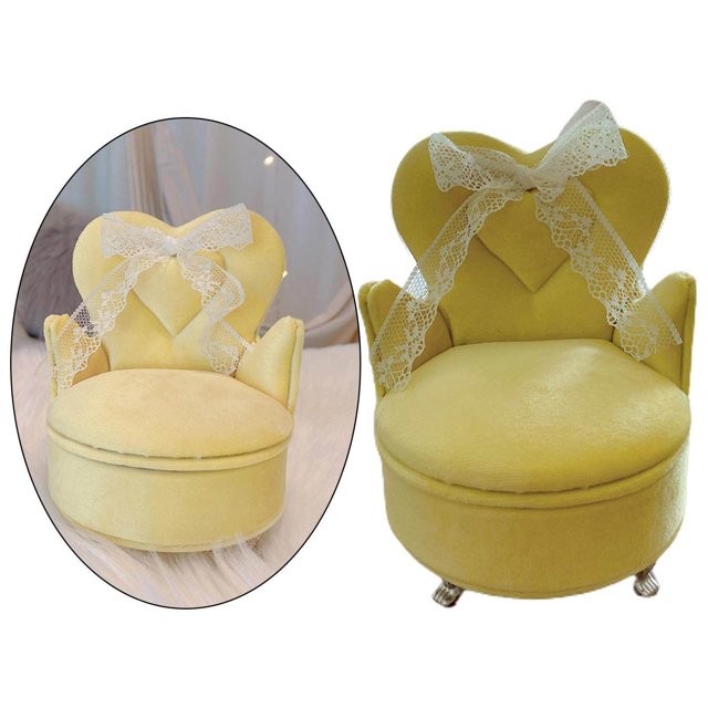 kurtrusly Chic Jewelry Storage Case for Girls Women Rings Necklace Chair Cream Yellow