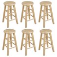 thumbnail image 1 of PJ Wood Classic Round-Seat 24" Kitchen Counter Stools, Natural (Set of 6), 1 of 7