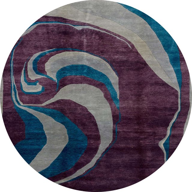 Ahgly Company Tapis Rond Abstrait Lys Violet Abstrait pour Intérieur, 8 Pieds Rond