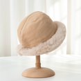 thumbnail image 3 of CSChome Plush Bucket Hat Women Winter Fisherman Hat - Faux Fur Decor Color Matching Windproof, 3 of 7