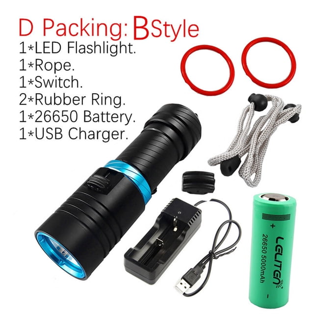 XML-L2 LED Sea Diving Submarine Yellow Light Waterproof Flashlight Marine Torch ,Powerful Illumination