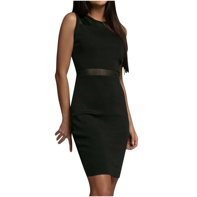 Birdeem Robe Mini Moulante pour Femmes, Unie, Décontractée, Confortable, Sans Manches, à Encolure en Tricot