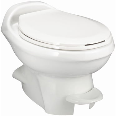 Thetford Toilet 34433 Aqua-Magic Style Plus; Permanent; Low Profile; Round Seat With 12-15/16 Inch Seat Height; Pedal Flush Control; Full Bowl Flush; White; Without Water-Saving Hand Sprayer