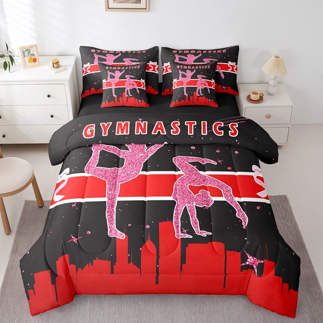 YST Little Girls Gymnastics Comforter Set - 7-Piece Dance Princess Bedding, Full
