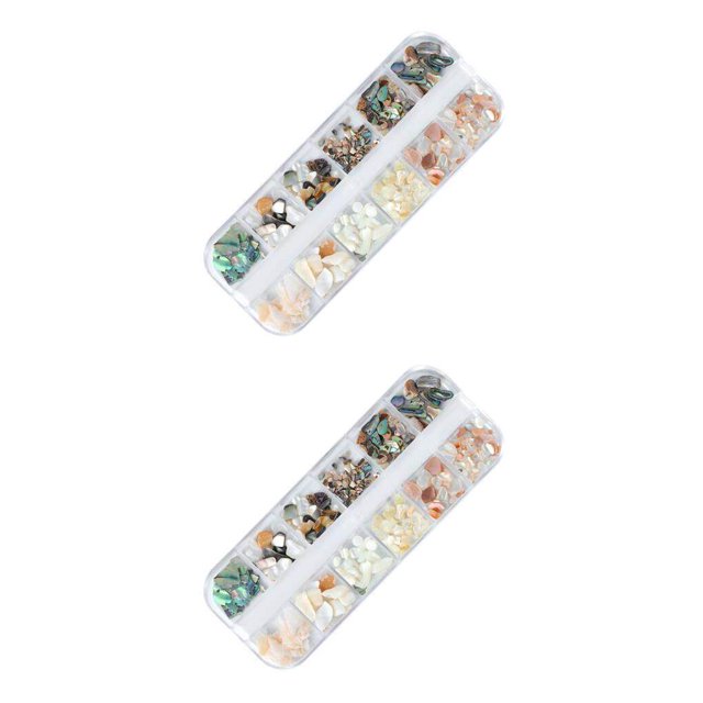 Thinsony Natural Conch Chip Nail Sticker Set High Brightness Nail Decals Kit Manicure Beauty Supplies 1 2Set