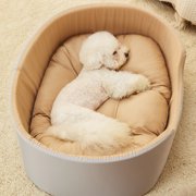 Meitianfacai 50x35cm Washable Pet Bed with Removable Cover, Three-Dimensional Cat and Dog House with Waterproof Bottom for Indoor Use (Brown)