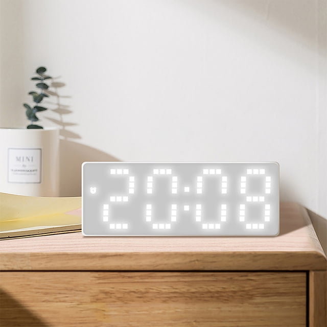 Xihbxyly Fresh White Face Alarm Clock Room Clock Style Student Alarm Clock Date Temperature Display Three Brightness Settings Adjustable Suitable for School Office Travel Supplies Savings