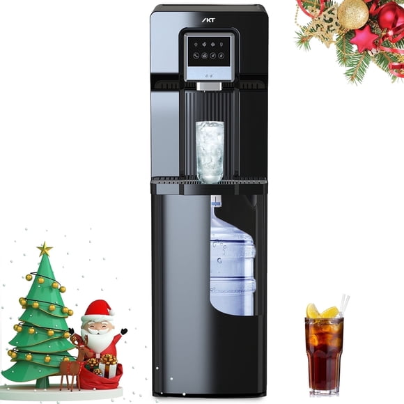 IKT Water Cooler Dispenser with Ice Maker Bottom Loading 18lbs Daily Capacity, for Home/Office, Black (No Hot Water)