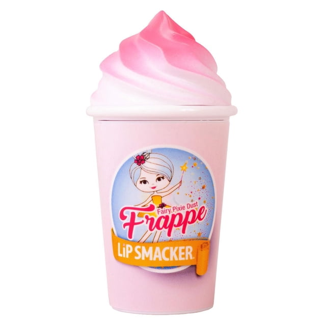 Frappe Cup Lip Baume à Lèvres - Féerique avec un Bonnet Tourbillon de Crème Fouettée Rose et Blanc et une Tasse Rose Pâle Présentant un Graphique de Fée et la Marque Smacker, Lèvres Hydratantes à la Brillance Douce, Idéal comme Article de Coffret-Cadeau Beauté pour Enfants.