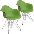 thumbnail image 1 of 2 pièces Chaise de la série Alonza en plastique vert avec base chromée, 1 of 8